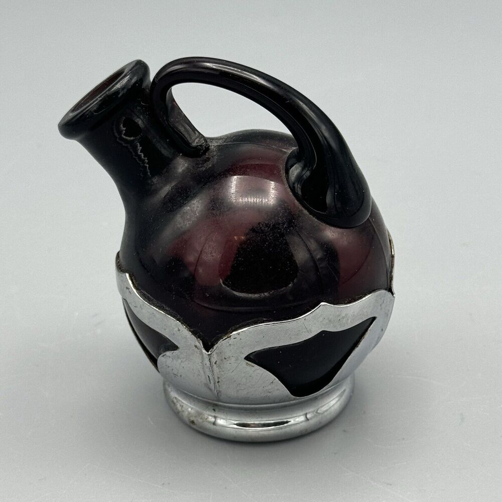 Vtg Farber Bros Purple Single Cruet No Stopper Krome Kraft NY Cambridge Amethyst